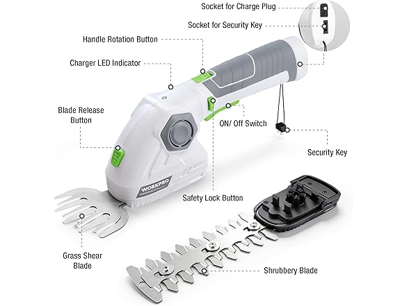 WORKPRO 7.2V 2 in 1 Grass Shear Trimmer