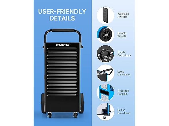 CREWORKS Crawl Space Dehumidifier 180 PPD