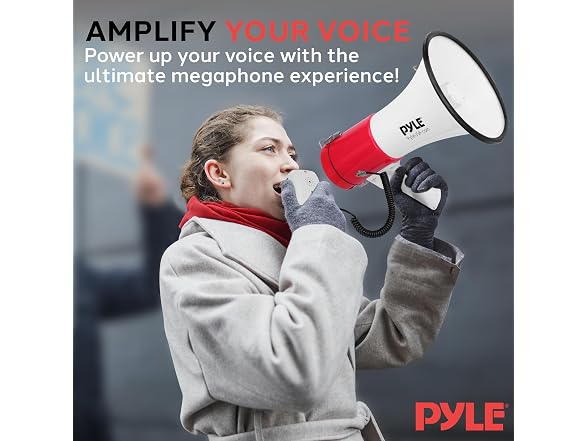 Pyle 50W Megaphone Bullhorn (White-Red)