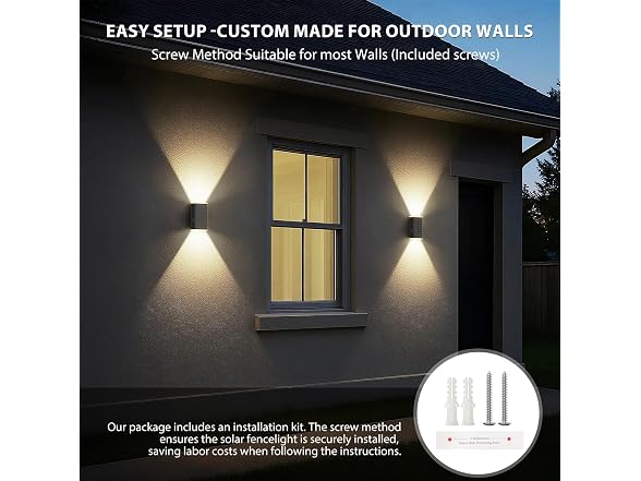 UGDLUCK BH-1051 Solar Wall Light Outdoor 2Pk Sconce