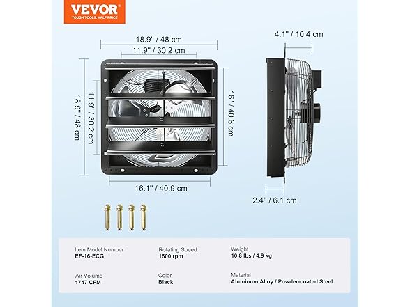 VEVOR Shutter Exhaust Fan