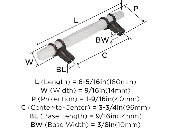 Amerock Amerock | Cabinet Pull | Marble White| 3-3/4 inch