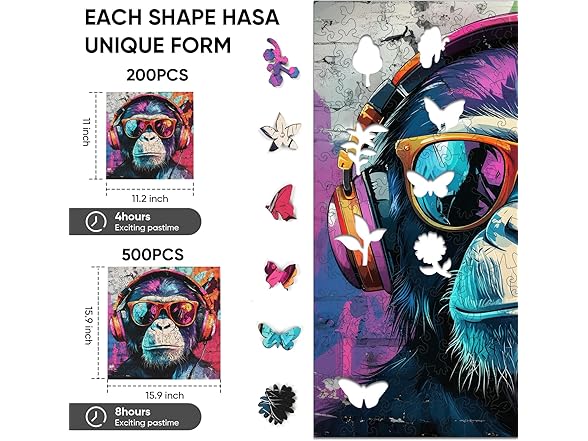 Ixfyloop Wooden Puzzles for Adults, Baboon