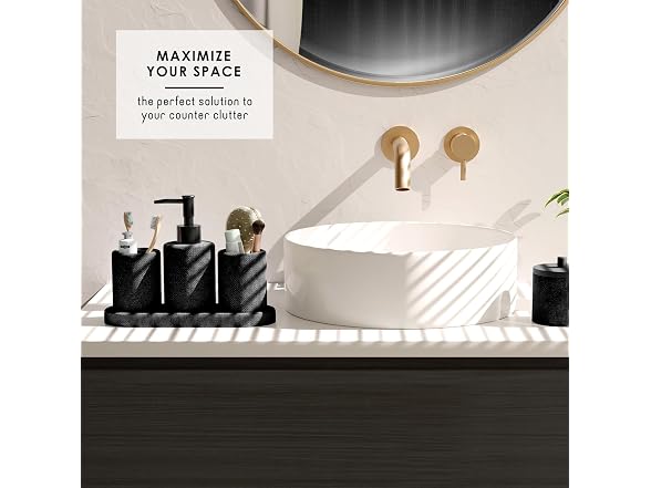 Clara Clark Bathroom Set - Black Bathroom Accessories Set
