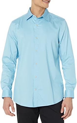 Amazon Essentials Dress Shirts, Button Down, Long Sleeve, Regular-Fit Stretch, Sky Blue, Large