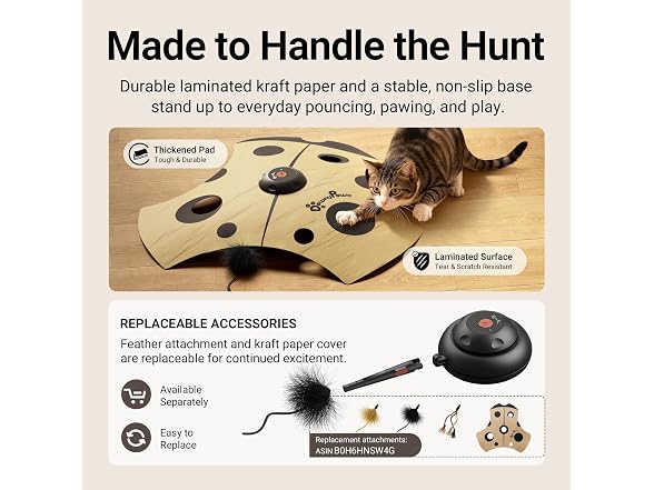 DownyPaws Interactive Cat Toy, 3 Modes