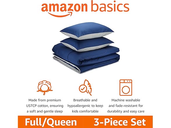 Amazon Basics Kids' 3-Piece Comforter Set
