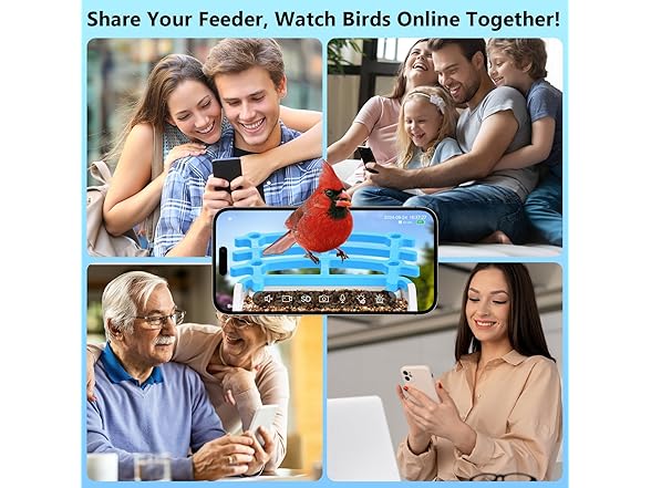 Niuberber Blue Smart Bird Feeder with Camera