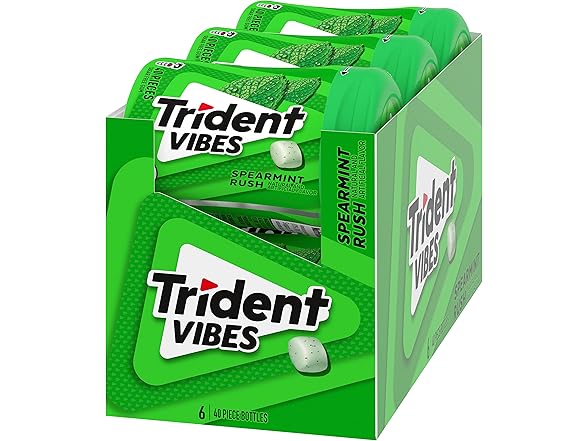 6PK Trident Vibes Spearmint Rush Sugar-Free Gum
