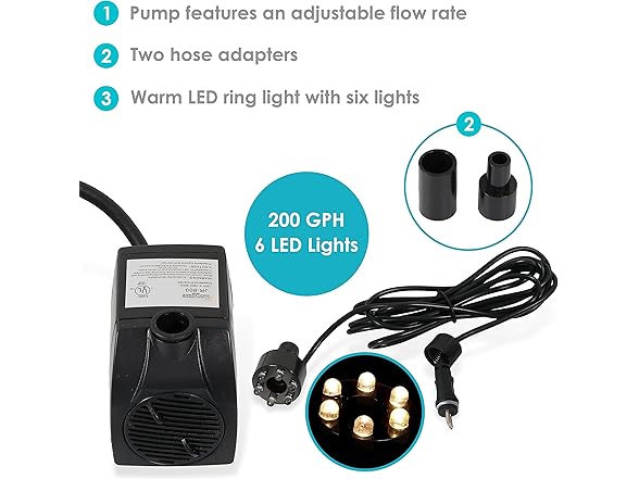 Sunnydaze 200 GPH Submersible Water Pump