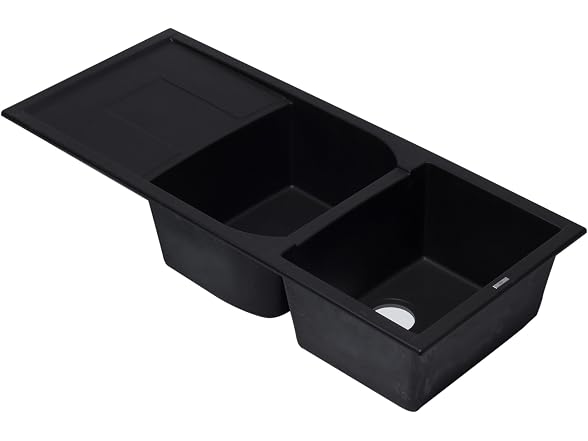 ALFI brand AB4620DI-BLA Black 46" Double Bowl Gran