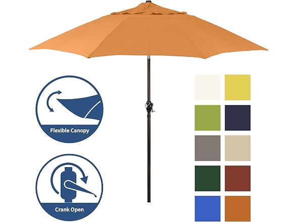 Sunline 9 ft Patio Umbrella with Crank & Pu Tuscan - Gallery 5
