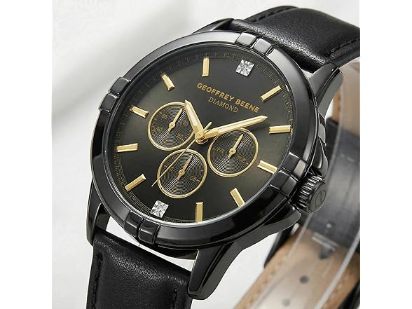 Geoffrey Beene Men Leather Subdial Watch