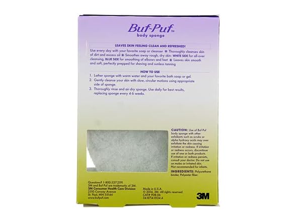 Buf, Puf Double, Sided Body Sponge (Quantity of 5)