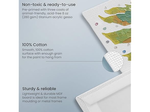 ARTEZA Painting Canvas Boards, 9" x 12"