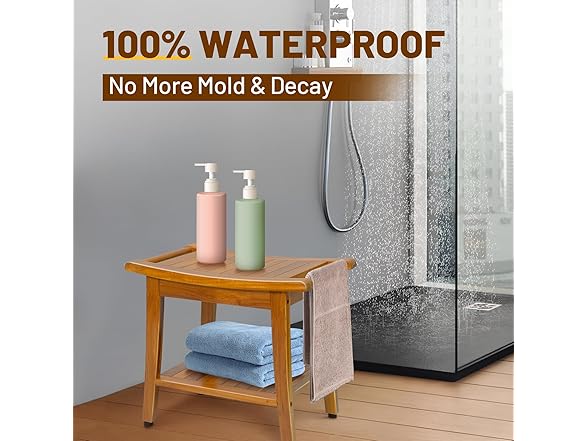 GRBEEVIITEK Teak Shower Bench