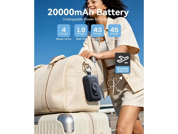 RORRY 20000mAh Power Bank w/ Wall Plug 30W