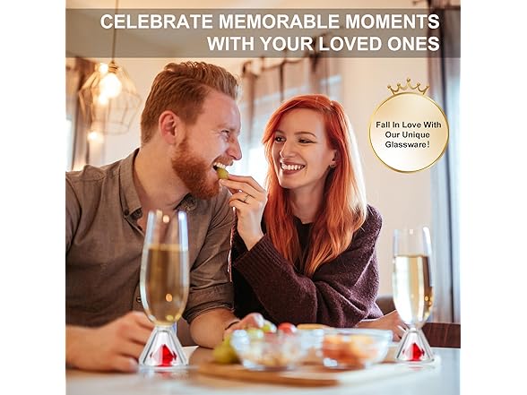 YLNNLC Ruby Base Champagne Flutes