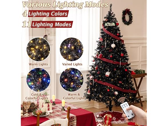 7.5FT Black Christmas Tree Prelit