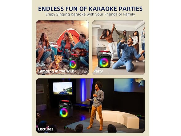 Gesnada Karaoke Machine 2 Wireless Mics