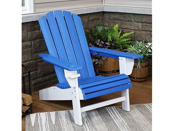 Sunnydaze All-Weather Blue/White Adirondack Chair