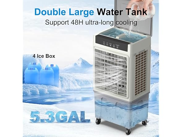 Slkdrft Windowless Swamp Cooler, 3 in 1 Evaporat