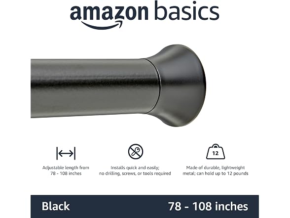 Amazon Basics No Drilling Spring Tension Curtain Rod