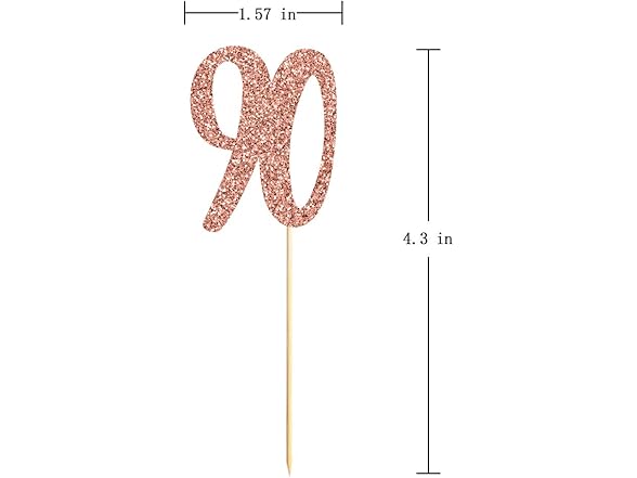 Rose Gold 90th Birthday Cupcake Topper