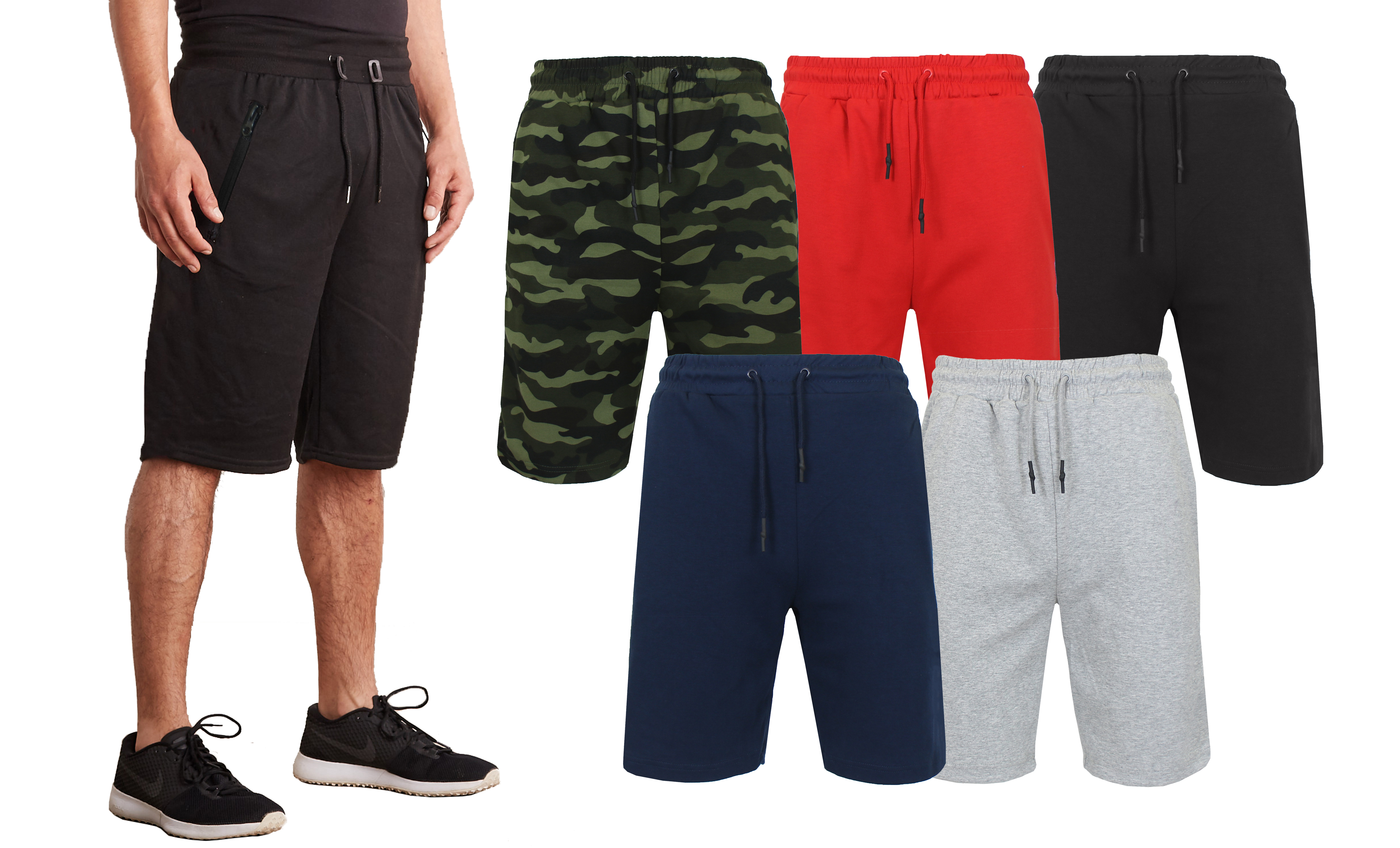 5Pk Mens Classic T/F Jogger Shorts (S-2XL) - Gallery 12