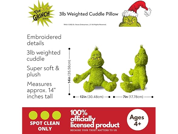 Franco Calm Dr. Seuss Grinc Soft Plush