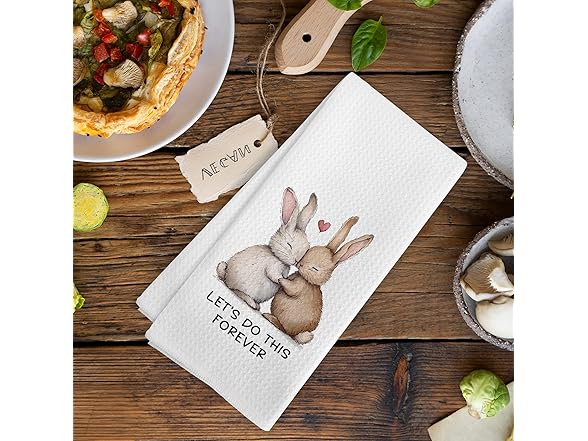 Valentines Easter Bunny Kitchen Towels