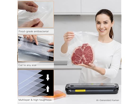 AZEUS Vacuum Sealer Bag Set with Labels & Marker, 300 Bags
