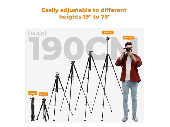 K&F CONCEPT 75 inch/190cm Camera Tripod