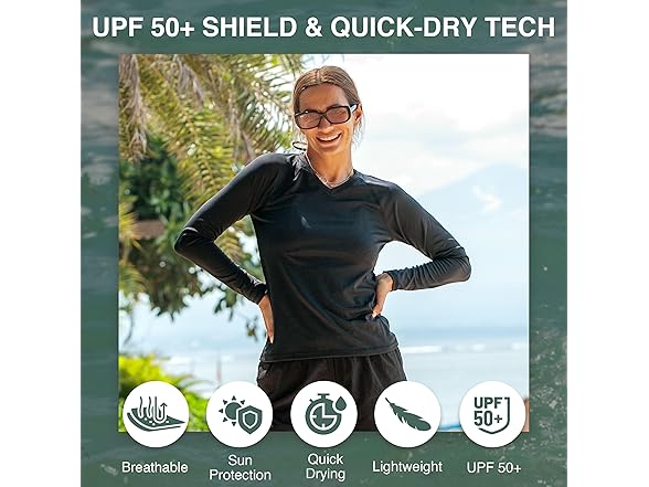 Kanu Black Long Sleeve Swim Top (S)
