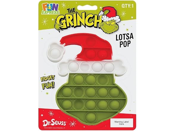 Dr. Seuss The Grinch Lotsa Pops Popping Silicone Toys 6 Pieces