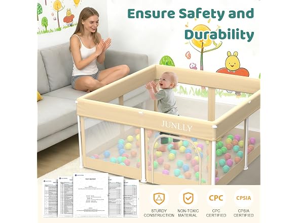 JUNLLY Foldable Baby Playpen 50x50 inch