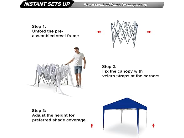 SANUMY 10x10 Pop Up Canopy – Easy Setup, Dk Blue