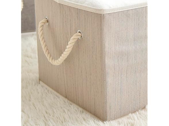 Suptinwear Large Storage Baskets with Lid for Shelves Clay