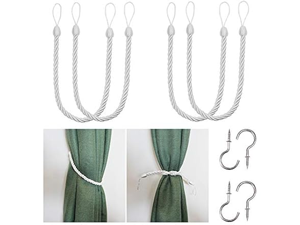 Curtain Drapery Rope Tiebacks 4 Pack