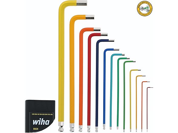 Wiha 66981 13pc Coded SAE Hex Key Allen Wrench Set