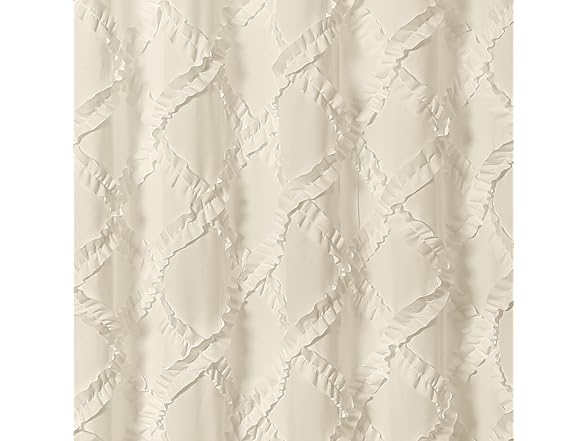 Lush Decor, Ivory/Pale Yellow Ruffle Diamond Shower Curtain