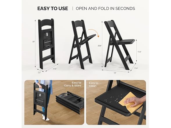 VINGLI Resin Folding Chairs with Cushion 4pk - Gallery 3