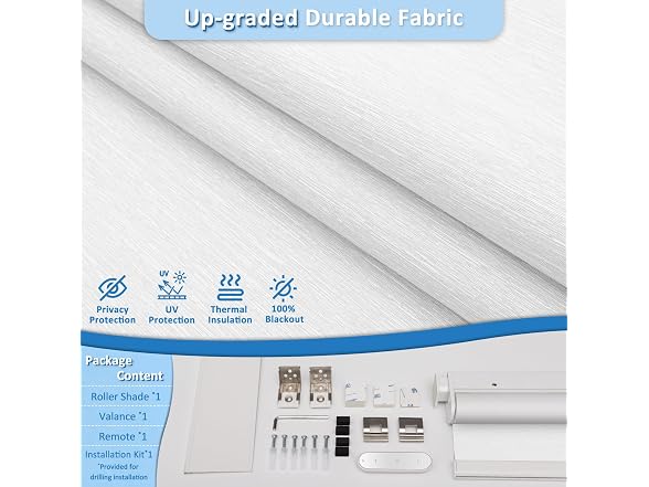 MANSNIX 34.5" x 72" White Motorized Blackout Blinds