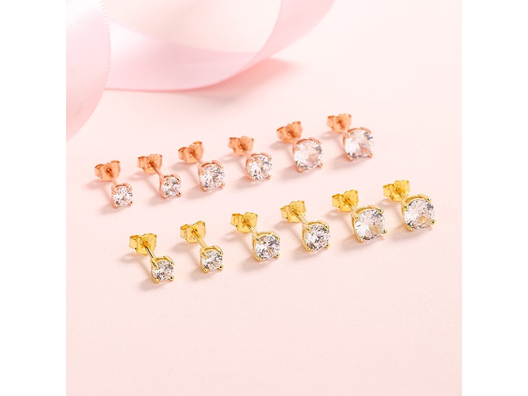 AAA IGT-DAAS-DES7001-RG Sterling Silver 3 Pack Studs Rose Gold 