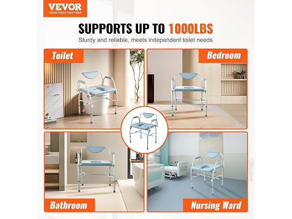 Commode Chair, Bedside Commode with Drop-Down