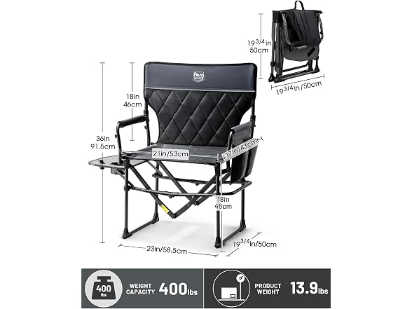 TIMBER RIDGE Black Heavy Duty Camping Chair