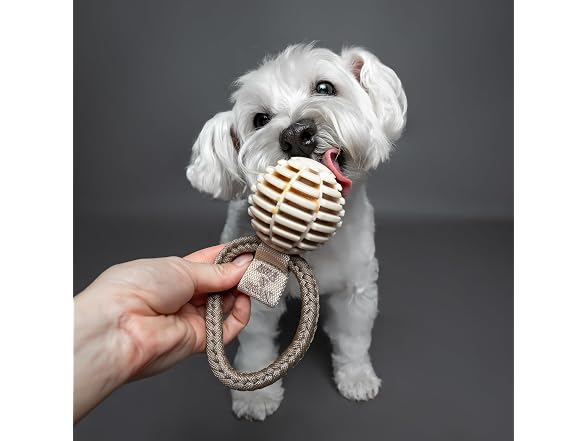 NOAH & PAW Luxury Dog Toy, TPU- Tug Ball, Beige