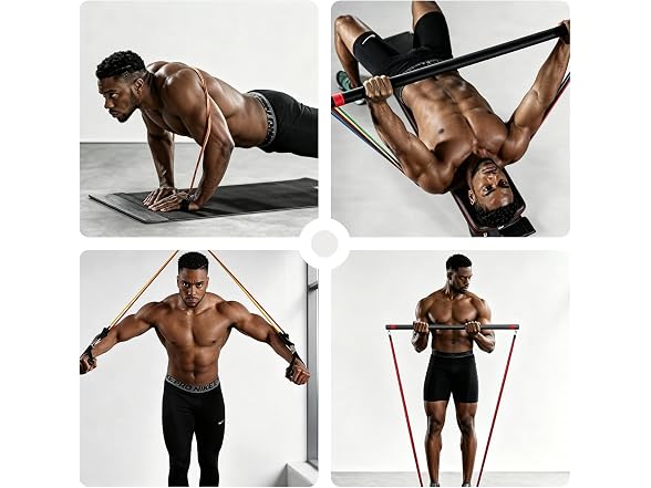 Portable Home Gym Resistance Bands & Bar