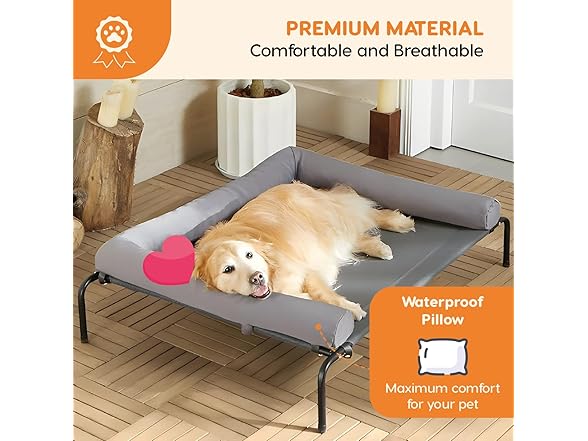 POLIPETS Elevated Pet Bed with Removable Pillow