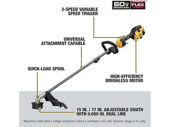 DEWALT DCST972B 60V 17in Trimmer Tool Only